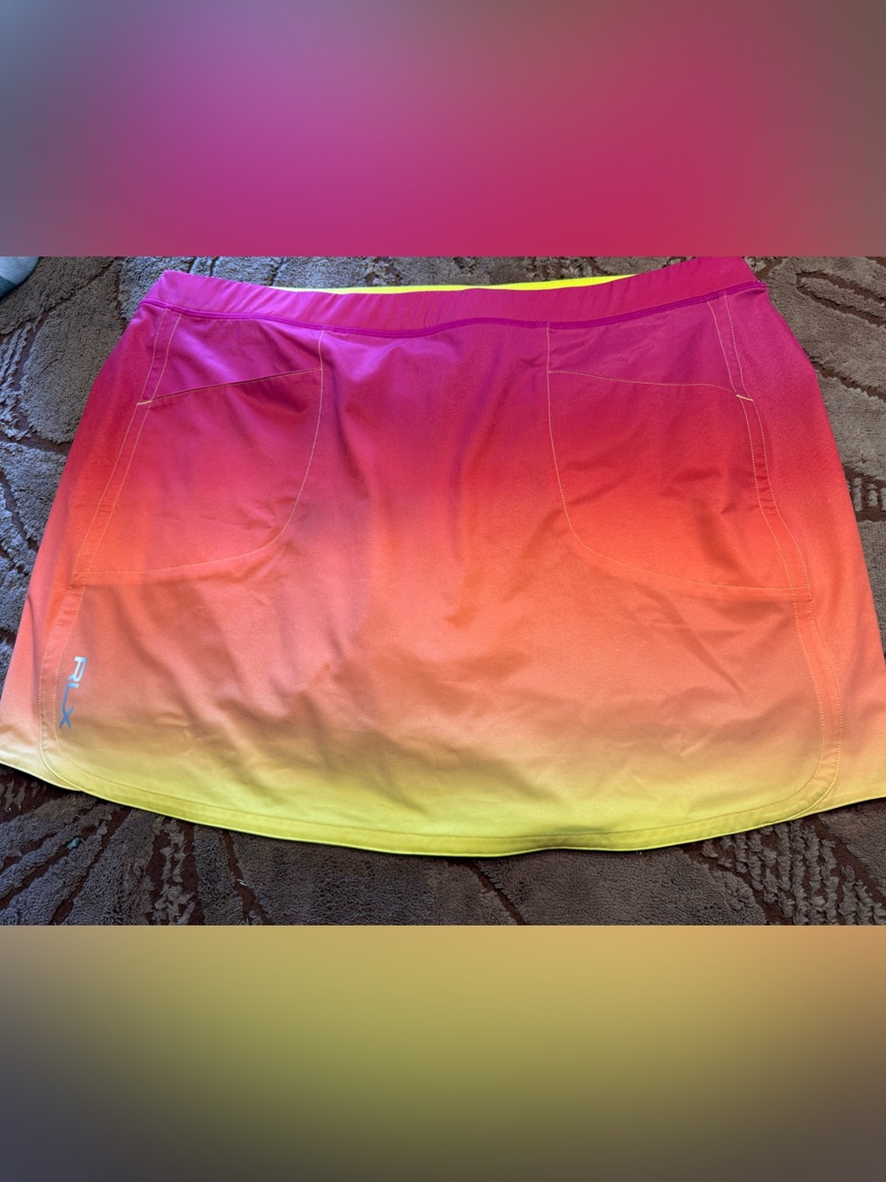 Ralph Lauren RLX  Golf Skort Size XL Ombre Pink Orange Skirt w/ Shorts Pockets
